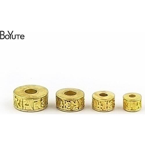 BoYuTe (50 Pieces/Lot) 5MM 7MM 9MM 11MM Metal Brass Spacer Nepal Beads Om Mani Padme Hum Six Words Diy Buddha Accessories Beads