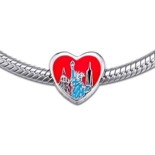 DIY Fits for Pandora Charms Bracelets 100% 925 Sterling-Silver-Jewelry Beads with Red Blue Enamel Free Shipping