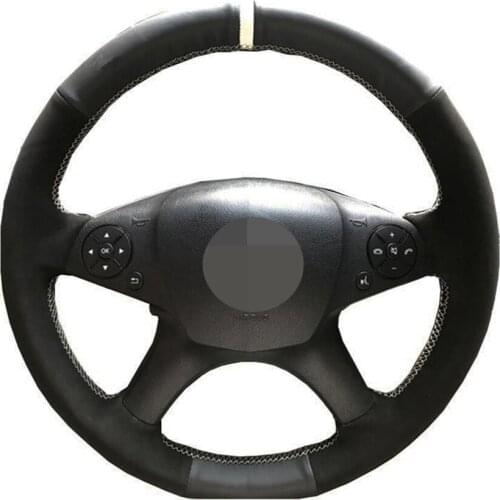 Hand-stitched Black Suede Car Steering Wheel Cover For Mercedes-Benz C280 C230 C180 C200 C300 W204 C-Class 2007-2010