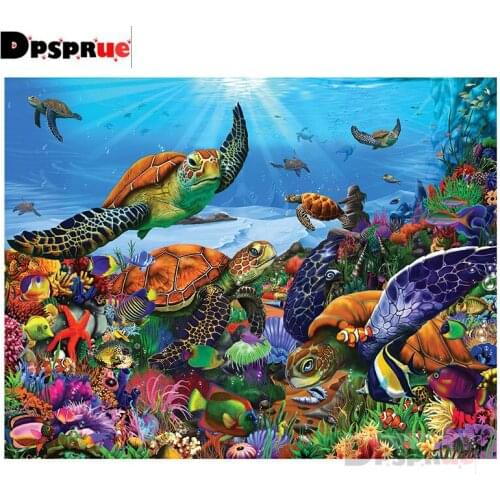 Dpsprue 5d Full DIY Square/Round Diamond Painting Cross Stitch Little Turtle 3d Round Embroidery Mosaic Home Decor Gift Dk10