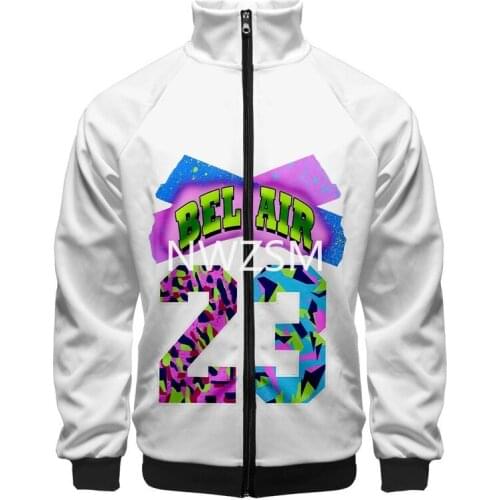 Mens and women 3D digital print Streetwear Tees Shirts Hip Hop Bel Air 23 stand-up collar zipper casual cardigan jackets