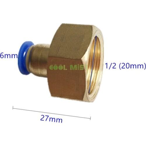 M182 Quality Pneumatic Connectors 2pcs 6mm Brass Hose Fitting Hex Reducer Bushing M/F 1/2" Female Coupler Slip Lock 1/4'' port
