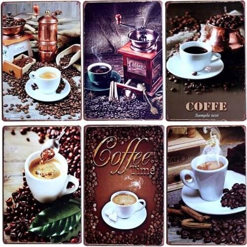 Coffee Sign Metal Vintage Plaque Bar Cafe Decoration Pub Retro Posters Decorative Home Decor 20x30cm
