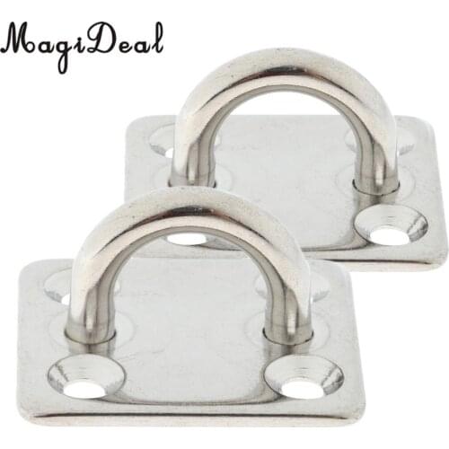 2Pcs 5mm 304 Stainless Steel Pad Eye Plates Marine Hardware Staple Hook Loop for Swings Hammocks Boat Rigging