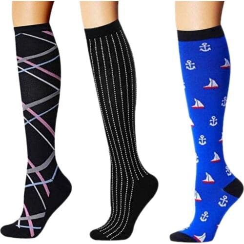Compression Socks Fit For Play Golf Rugby Basketball For Varicose Veins Pregnancy Edema Medical Nursing High Stockings EU 35-46