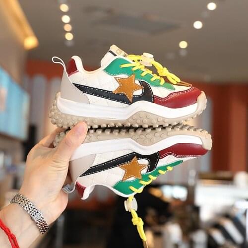 Kids Shoes Star Contrast Platform Sneakers Comfortable Chunky Sport Shoes Toddler Boys Vulcanized Runing Toddler Girl Shoes WQE3