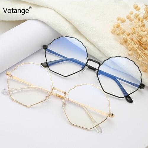 Wave round blue light glasses metal vintage retro anti-blu-ray eyeglasses frame myopia spectacles computer goggles E036