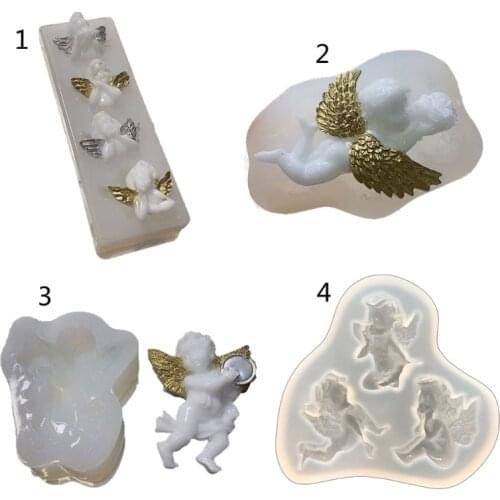 Cute Baby Angel Wing Love Heart Prayer Pendant Keychain Silicone Resin Mold Epoxy DIYJewelry Making Tools