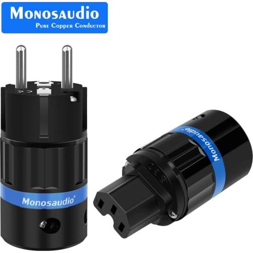 Monosaudio E104R/F104R Rhodium plated Pure Copper Schuko Power plug EU Plug Type Schuko Power Plug Hifi DIY Power Connectors