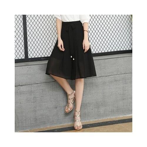 Mujer Summer Chiffon Skirt Pants Five-point Pants Female Slim Large Size High Waist Loose Wide Leg Pants Thin Pant 2020 New A868
