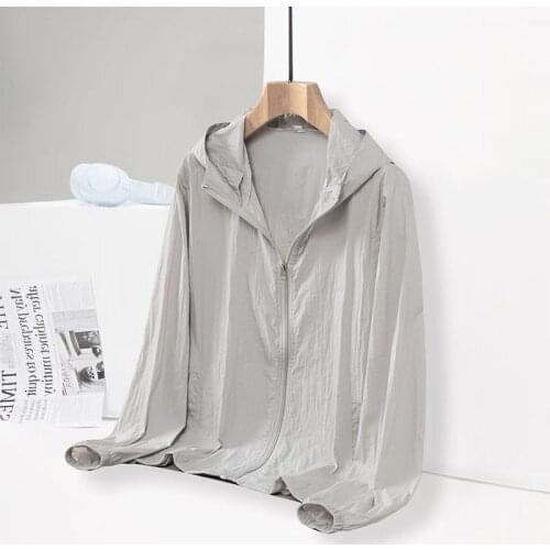 Mens Long Sleeve Top Sunscreen Short Loose Large Size 2021 Summer Breathable Anti-Ultraviolet Thin Windbreaker Cardigan Jacket