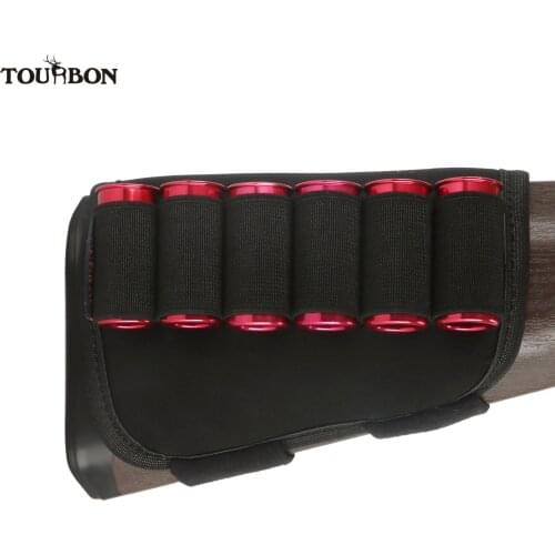 Tourbon Hunting Accessories Gun Buttstock Shotshell 12 Gauge Shotgun Non-slip Ammo Cartridges Holder Pouch Neoprene Elastic