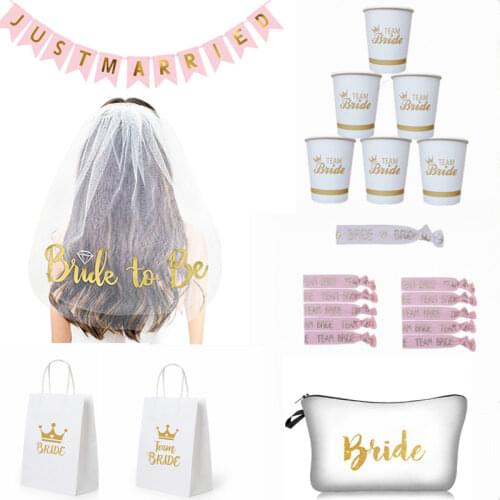 10pcs/set Bridal Shower Favor Gift Team Bride Cup Cover Wristband for Wedding Decoration Bachelorette Party Cupset Hen Night-S