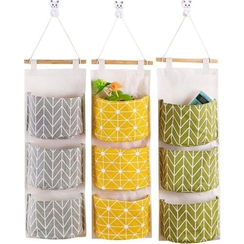 2020 NEW Pockets Wall Hanging Storage Bags Cotton Linen Door Organizer Waterproof Bedroom Home Office Container closet organizer