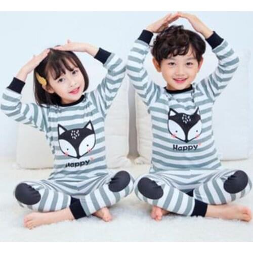 Girls Boys Autumn Pajamas Set Cotton Homewear Kids Clothes T-Shirt Tops With Pant 2Pcs Outfits Pyjamas For 2 4 6 8 10 12 Years