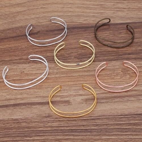 SEA MEW 5 PCS 7 Colors Plated Metal Copper Bangle Base Setting For Women Jewelry Making