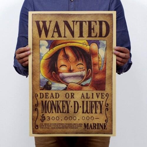 Home Decor Wall Stickers One Piece Posters Luffy Wanted Vintage Kraft Paper Anime PosterBar Decor Paintings 51 X 35cm