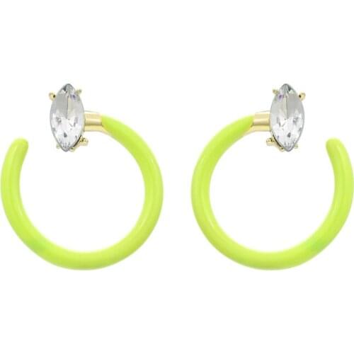 Simple Alloy Dripping Geometric C-shaped Earrings Retro Fluorescent Color Enamel Earrings Female Wedding Party Accessories