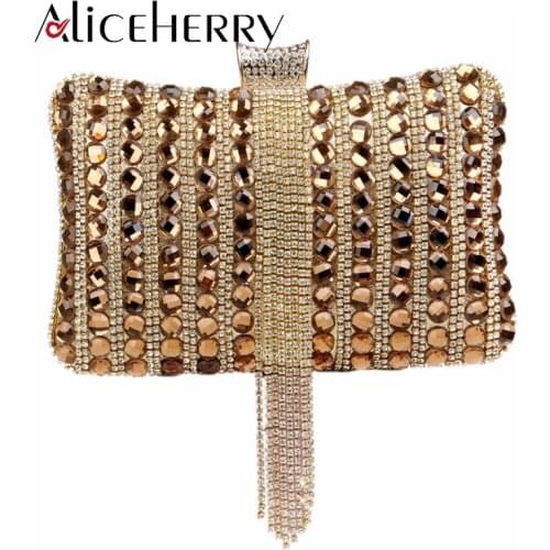 Luxury Handbags Women Bags Designer Crystal Evening Bag Wedding Party Handbags Purse Lady Diamond Rhinestone Tassel Clutches
