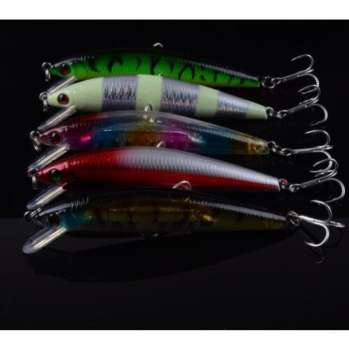 5pcs Artificial Sink Fishing Lure Wobblers Hard Baits 100mm 25.5g Minnow Crankbaits Fishing Bait Bass Lure #6 Strong Sharp Hooks