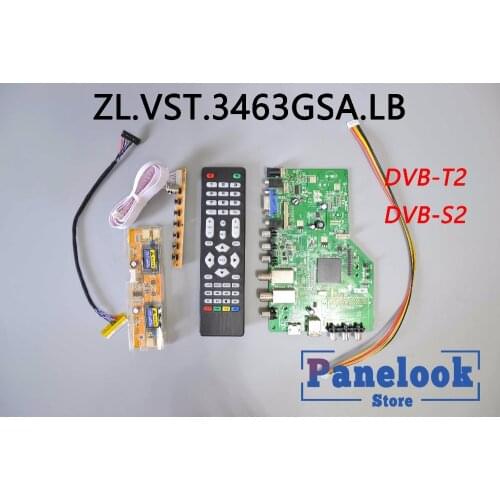 ZL.VST.3463GSA.LB Universal Digital Driver Board Supports DVB-T2 DVB-S2 DVB-C+7 Key +4 Lamp Inverter+LVDS Without CI Card