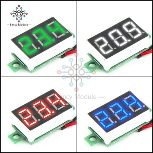 0.36" LED 3-Digit Display Voltmeter DC 4.7~32V Red/Blue/Green/White Mini LED Digital Voltmeter White Panel Voltage Meter Monitor