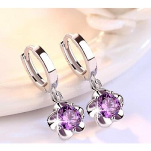 Explosion Models Fashion Trend Sweet Atmosphere Super Flash Crystal Flower Temperament Simple Personality Ear Button Jewelry