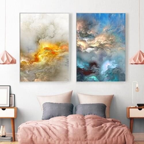 Green Golden Abstract Cloud Canvas Painting Poster Print Modern Home Decor Wall Art Nordic Living Room Decoration Picture