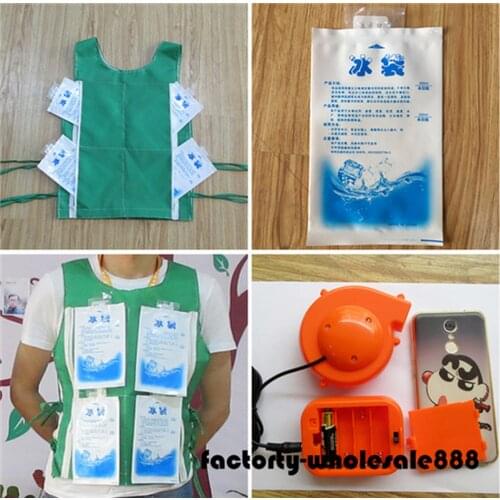 Green Fan Mascot Costume for Head + Cooling Vest With 8 Ice Bag Xmas Dress Party