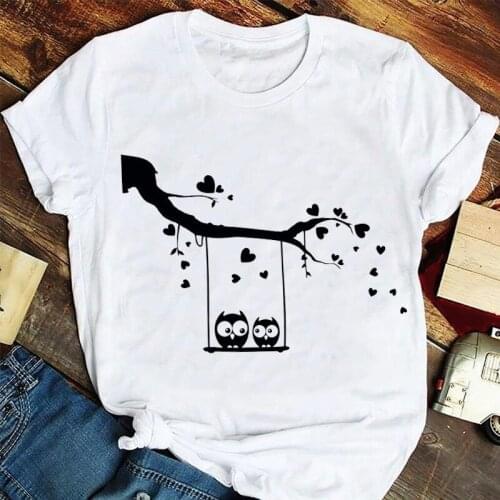 Women Lady Print Female Tee T-Shirt Cartoon Summer Fashion Cute Owl Animal Clothing Tshirts Clothes Graphic T Top