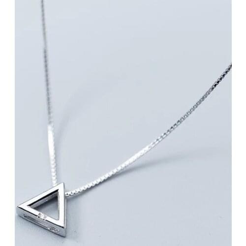 Female birthday gifts s925 silver jewelry with triangle necklace Korean small fresh geometric short clavicle chain