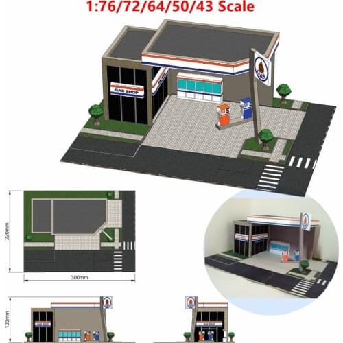 1:76/72/64/50/43 Scale Handmade Gas Station Model Train Sand Table Model