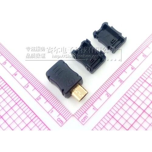 10set DIY 4 in 1 Gold-plated Micro 5P USB Male Plug Welded Wire Type