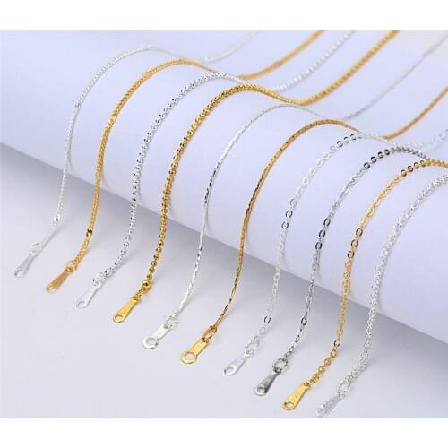 10pcs Diameter 1mm Copper Gold Silver Color Snake Ball Link Chains Necklace Bulk Lot For Diy Jewelry Making Findings Length 40cm