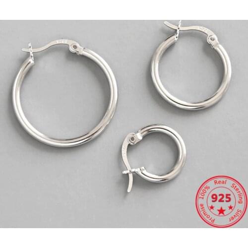 100% S925 Sterling Silver Simple Personality Geometric Hollow Earrings