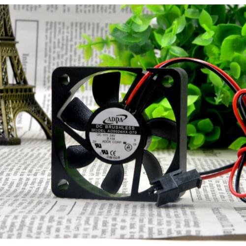 2pcs AD5024HX-D70 For Adda 5015 DC 24V 0.11A 5mm 2-Wire Converter Mute cooler cooling fan