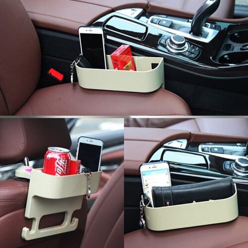 Car Seat Back Hanging Organizer Box Universal Auto Multi-Pocket Plastic Pad Cups Storage Holder Foldable Shelf