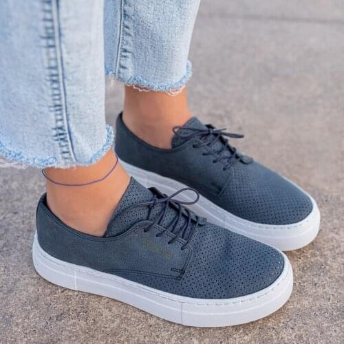 Chekich Womens and Mens Casual Shoes Navy Blue Color Artificial Leather Lace Up Summer Season Unisex Classic Formal Lightweight Breathable Orthopedic Sneakers Sewing Base White & Medium Height Outsole CH061 Women V3