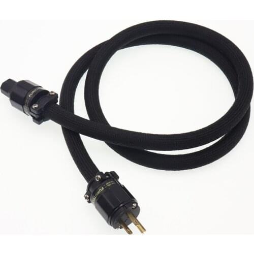 Black HIFI Audio Power Cable Power Cord with US AU EU Plug Carbon Fiber Wire Audio Line Female to Male Single Crystal Copper