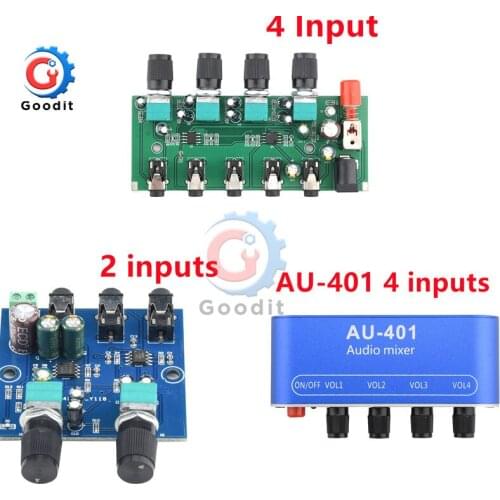 DC5-12V two channels four channels input one channel stereo output audio signal mixing board