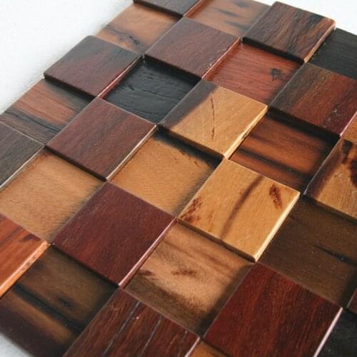 Ship wood solid wood mosaic wall wall decoration materials HMWM1001 for backsplash kitchen wall sticker bathroom floor tiles