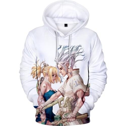 Be well received 3D Dr stone men and women streetwear Hoodies Hot Anime cosplay Dr stone boy girl Hoodie kids Cartoon sweatshirt
