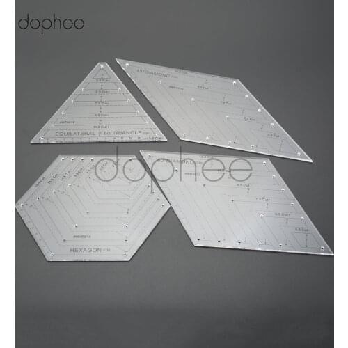 Dophee 4pcs/set Transparent Acrylic Quilting Ruler Sewing Patchwork Craft Scale Ruler DIY Handmade Tailor Home Sewing Tools