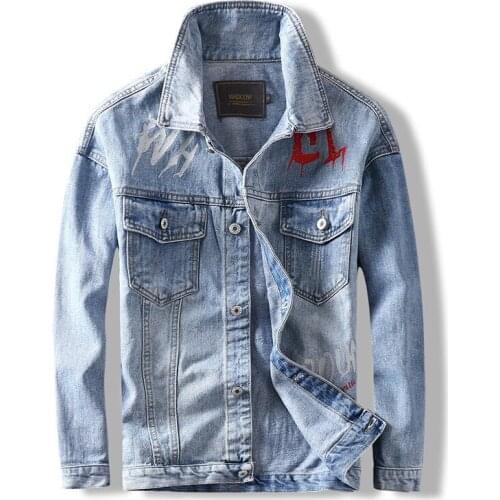Hip Hop Jean Jacket Men 2019 Turn Down Collar Denim Jackets Men Streetwear Clothes