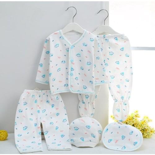 5 Pieces Newborn Clothes Baby Gift Pure Cotton Baby Set 0-3 Months Autumn And Winter Kids Clothes Suit Unisex Without Box