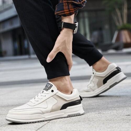 2021 Fashion Men Casual Genuine Leather Lace-up Sneakers Men Super Lightweight Flat Breathable Outdoor Comfortable Sneakers