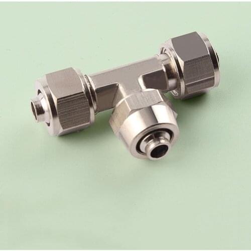 Brass 3 Way Pneumatic Fast Twist Tube Pipe Fitting Tee Type Quick Coupler Connector Tube OD 4mm 6mm 8mm 10mm 12mm 14mm 16mm