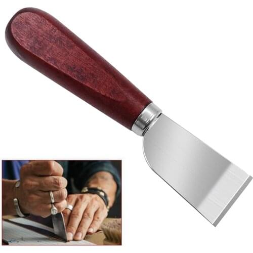 Leathercraft Knife, Leather Working Knife Wooden Handle Easy Trimming Edge Skiving Leather Craft Tool for Leather Paper Cutting