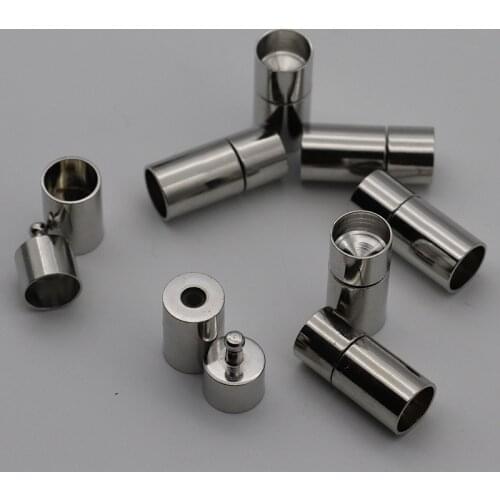 Mibrow 10pcs/lot 6mm 8mm Hole Size End Clasps Rhodium Metal Copper Clasps For Leather Cord Bracelets DIY Jewelry Making Findings