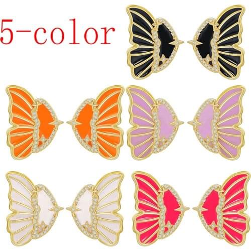 Five-color Fashion Simple Butterfly Earrings Elegant Temperament Female Jewelry Summer Beach Exquisite Earrings